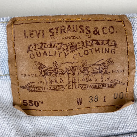 Levi's 550 Orange Tag Vintage Jean Shorts USA Men's Size 38 Stained - Picture 5 of 12